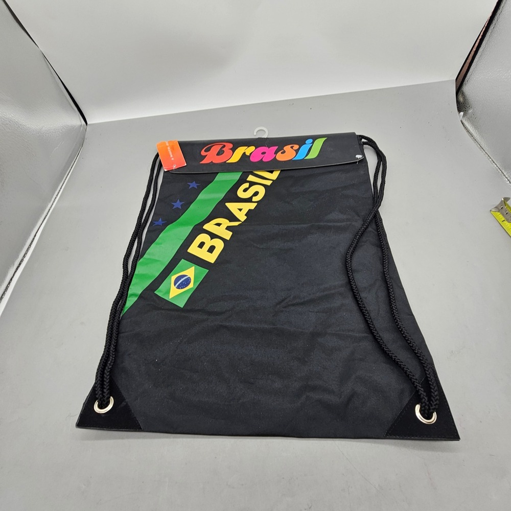 Macy's Brasil Drawstring Backpack Black Cinch Bag Brazil Flag Graphic PLZZ5666